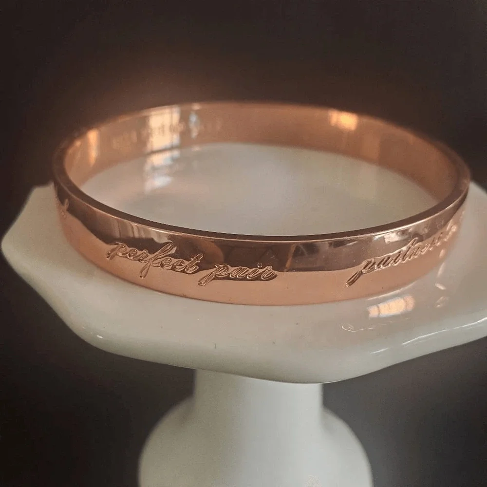 Kate Spade Rose Gold Idiom Bangle Best Friend Ever Peas in a Pod Sidekick‎ Pair - Picture 2 of 8